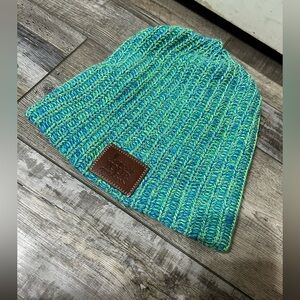Love Your Melon blue & green cotton Knit Beanie winter hat